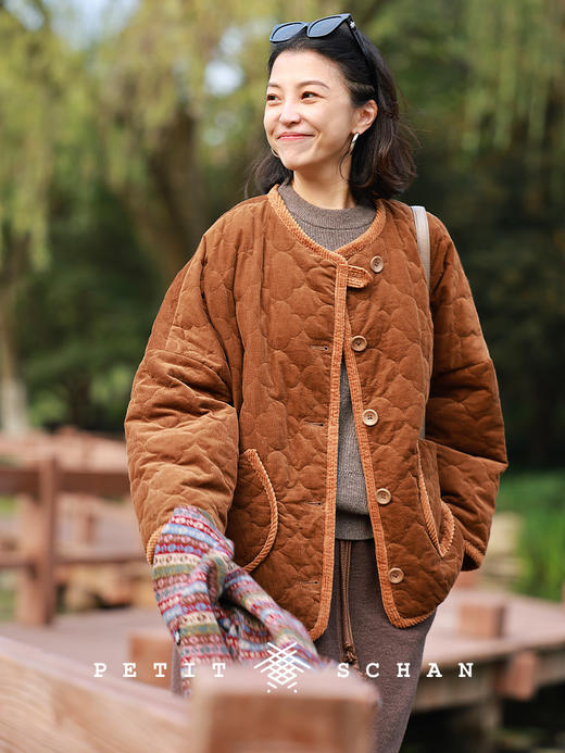 PETIT SCHAN小闪 CLO#949 Garden Room 花房 纯棉灯芯绒3M黑科技花朵绗缝棉服外套 商品图1