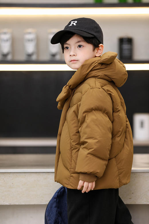 【YW】无忧购儿童羽绒服90白鸭绒短款加厚围巾款小耳朵外套24602（截单后3-5天发货) 商品图4