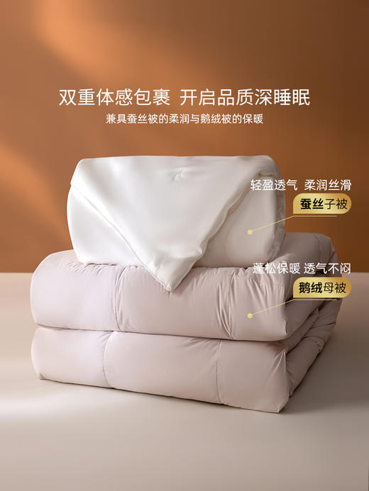 佳丽斯蚕丝羽绒子母被二合一拉链款冬被95白鹅绒被子被芯四季通用 商品图6
