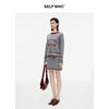 SELFWHO绵羊毛混纺灰色针织半身裙女2025冬新款撞色波浪型A摆半裙 商品缩略图1