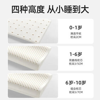 贝肽斯儿童枕头天然乳胶枕1-6岁宝宝安抚枕透气定型护颈枕 50*30*3/5cm 商品图4