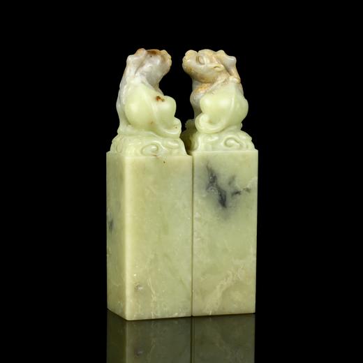 孤品017375青田石古兽对章-3.5*3.5*12.2cm 商品图3