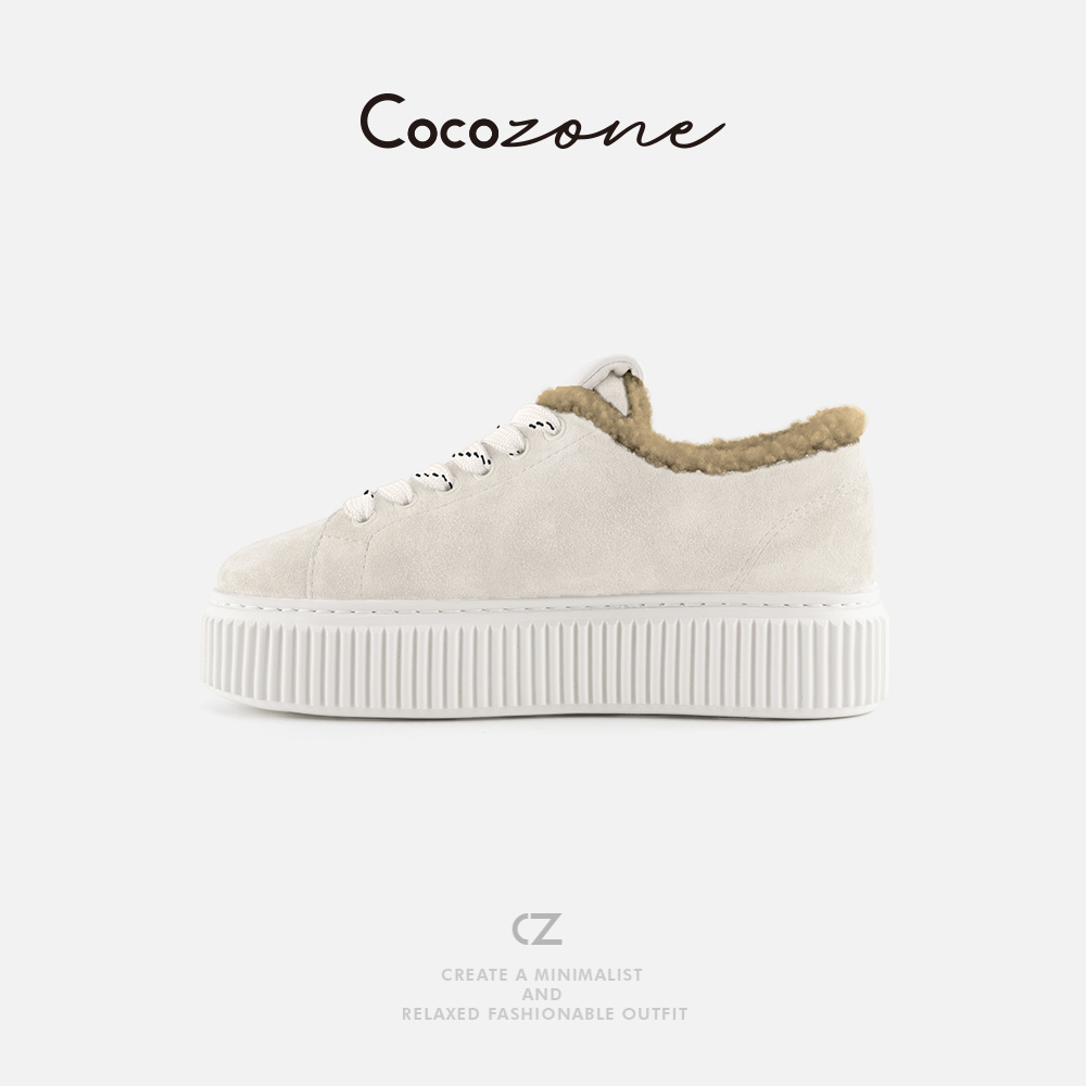 COCO ZONE 刘 一一 温暖感松糕底毛绒系带休闲鞋 CD2A3029