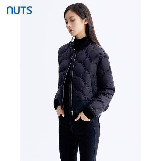 NUTS那时商场同款冬季黑色简约时尚直筒短款羽绒服女5480905A1 商品图1