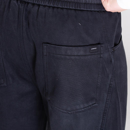 DRONKOO 2025 抽绳松紧腰两侧破缝前后喷色天丝一体绒厚牛仔长裤 商品图4