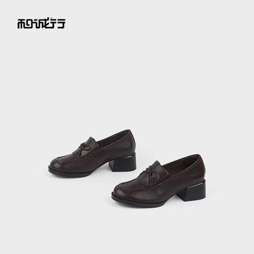 和诚行2025秋季新款世上舒适百搭英伦风一脚蹬咖色乐福鞋2130003A 商品图3