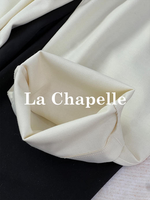 拉夏贝尔/La Chapelle高腰一粒扣九分休闲裤女士显瘦百搭直筒裤 商品图11