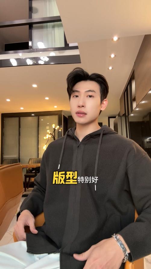 SDSA秋冬新款痞帅男装韩版简约拼接拉链抽绳连帽毛衣开衫外套百搭 商品图0