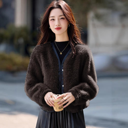 气质好看显瘦减龄时尚休闲范，加绒加厚皮毛一体外套HR-5520 商品图2