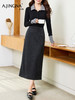 【桑蚕骆驼绒】阿菁娜秋季新款桑蚕骆驼绒半身裙后松紧腰微A版型侧插兜设计F30D213010 商品缩略图5