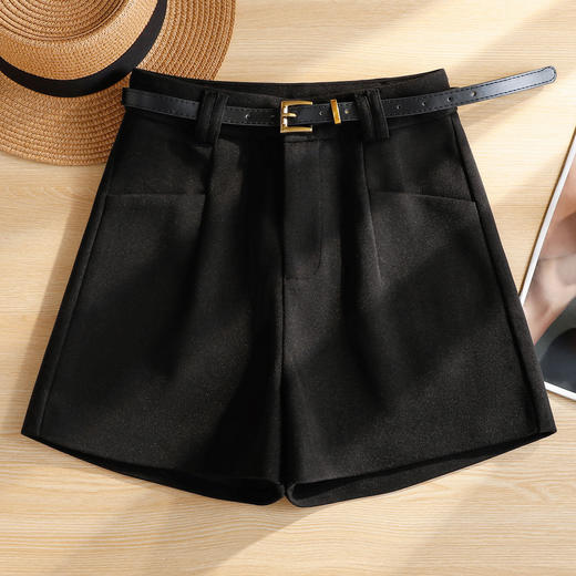 丁摩 高腰灰色毛呢五分短裤阔腿裤8029 商品图1