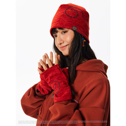 CryingCenter漩涡抓绒针织户外徒步秋冬保暖护耳针织帽半指手套 商品图7