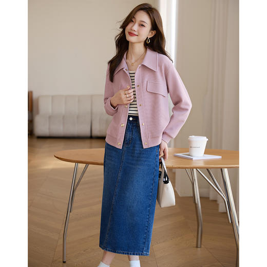 【年货节】熙世界华夫格外套女秋2025新款高级感小香风休闲小个子短款上衣 商品图2