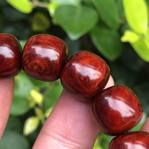 【青山特惠】13*14mm16颗【5星，树头料乱纹、带水波、带瘤疤、带鱼鳞】多特征精工老型桶珠小叶紫檀手串 t13 商品图2