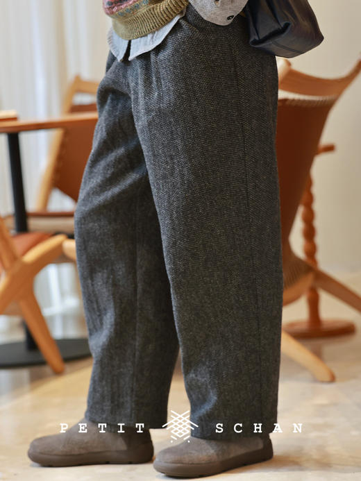PETIT SCHAN小闪 CLO#381 British romance 英式浪漫 纯羊毛特种花式纱休闲萝卜西裤 商品图0