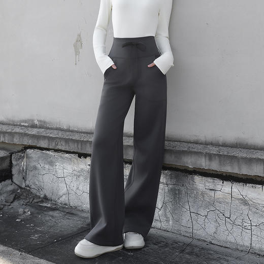 官网399！蕉家秋冬宽松显瘦垂顺直筒瑜伽保暖阔腿裤高腰空气层加绒休闲卫裤女士 商品图2