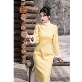 SKY 211120复古中国风长款加绒改良新中式日常旗袍