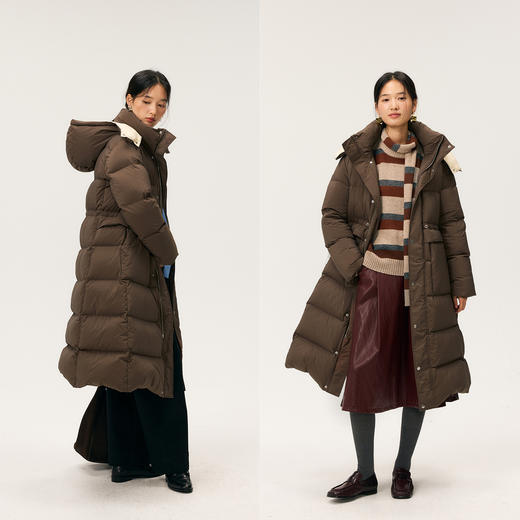 HeyDress立领收腰长款羽绒服 商品图1