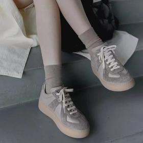 重磅老渠道   MM6厚底德训   5cm增高  麂皮拼接运动鞋   厚底休闲鞋  脚感巨好