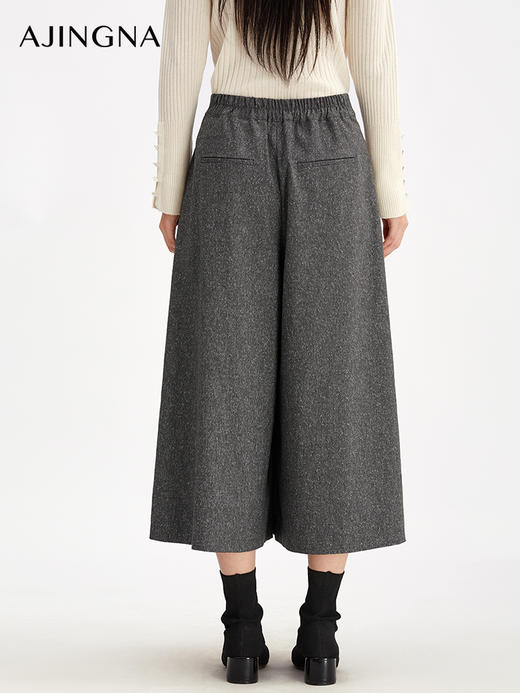 【商场同款】阿菁娜秋季新款星屑灰裙裤九分阔腿显瘦半松紧腰设立体剪裁修饰腿型A30Q110020 商品图4