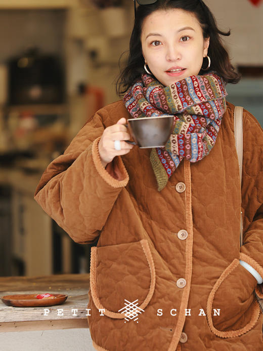 PETIT SCHAN小闪 CLO#949 Garden Room 花房 纯棉灯芯绒3M黑科技花朵绗缝棉服外套 商品图5