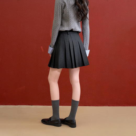 西遇miu系学院风百褶裙短裙女冬季新款高腰显瘦A字半身裙H0055392 商品图4