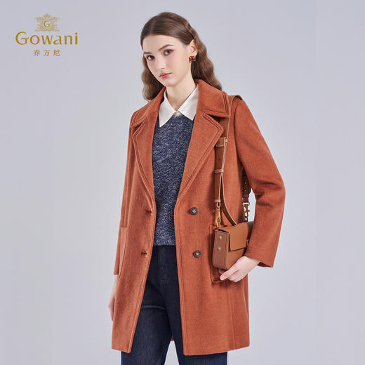 乔万尼100%绵羊毛H型宽松大翻领正肩酷飒女主中长款羊毛大衣EF4A158 商品图2