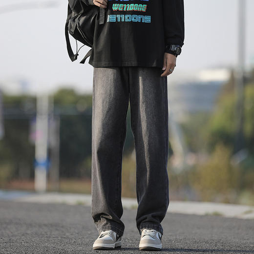 【男士加绒牛仔阔腿裤】防风保暖抗寒  弹力裤腰 前侧插斜口袋+后侧口袋 直筒裤脚 不加绒款/加绒款 商品图2