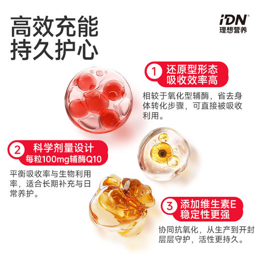 【新品上市】IDN理想营养 | 还原型辅酶Q10 120粒/盒（跨境海淘商品不支持7天无理由退换） 商品图1
