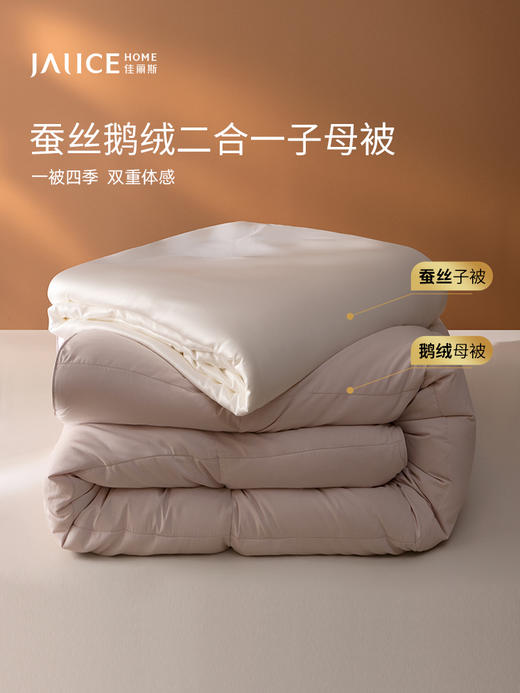 佳丽斯蚕丝羽绒子母被二合一拉链款冬被95白鹅绒被子被芯四季通用 商品图0