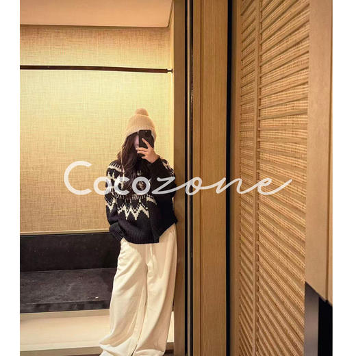 COCO ZONE 刘 一一 【羊毛混纺】密集提花精致毛织上衣 CD2A3002 商品图1