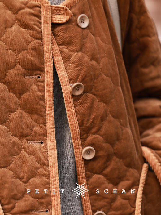 PETIT SCHAN小闪 CLO#949 Garden Room 花房 纯棉灯芯绒3M黑科技花朵绗缝棉服外套 商品图4