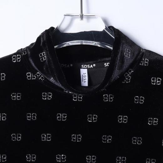 T4968SDSA男士秋冬新款痞帅男装美式撞色满印字母半高领长袖T恤时尚潮 商品图2