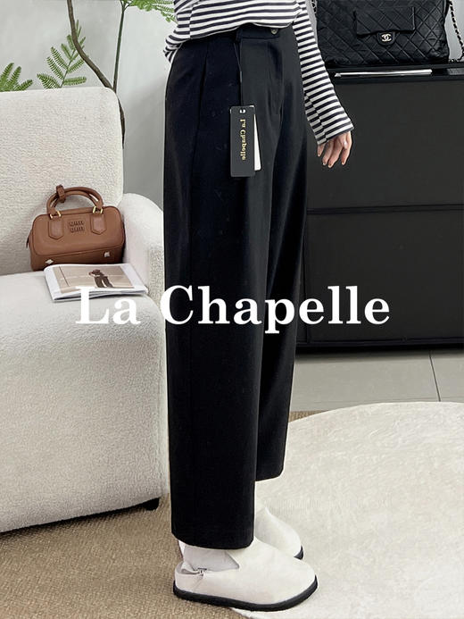 拉夏贝尔/La Chapelle高腰一粒扣九分休闲裤女士显瘦百搭直筒裤 商品图3