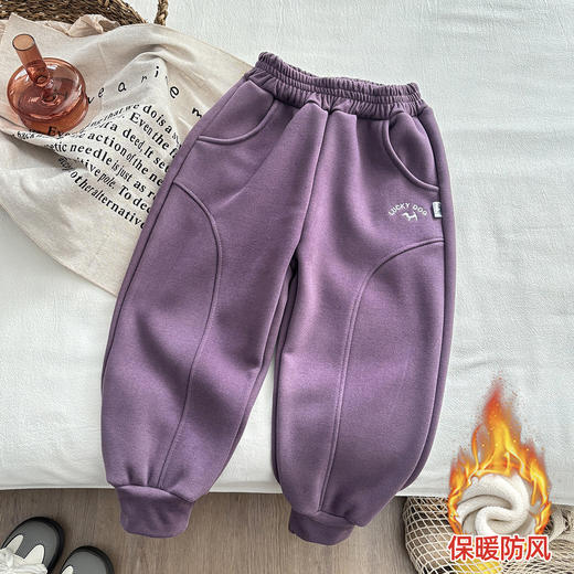 【YW】无忧购（拍大一码）儿童加绒加厚运动裤保暖抗风冬季一条过冬（截单后3-5天发货) 商品图3