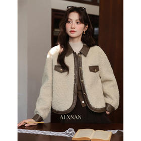 鹿向南「踏霜寻梅」米咖撞色短外套女秋冬新款小个子气质夹克上衣