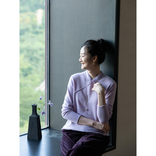 牧衣游原创 羊绒混织毛织套头衫软糯百搭打底立领百搭打底 听云 商品图3