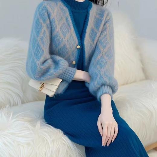 冬季穿搭气质小香风针织开衫连衣裙两件套装N2B09A607180103 商品图1