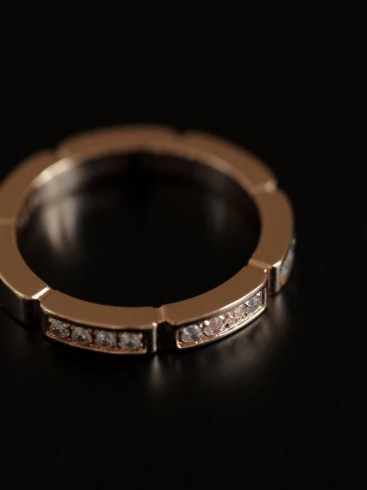 YS04-卡地亚 单排半铺满钻玫瑰金戒指男女同款情侣款（XK） 商品图7