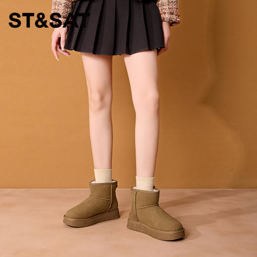 星期六复古保暖舒适厚底雪地靴SSC4118E22 商品图3