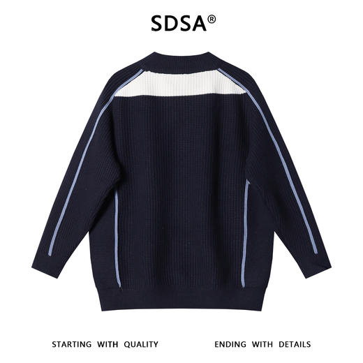 25166SDSA秋冬新款痞帅男装韩版撞色半拉链立领毛衣慵懒风休闲针织衫 商品图5