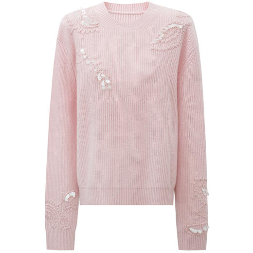 SELFWHO羊绒混纺立体亮片花型圆领毛衣女2025冬季新款宽松针织衫 商品图4