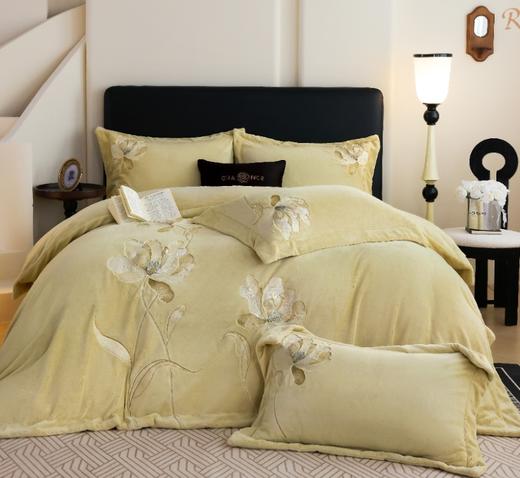 甄选富贵牡丹牛奶绒冬季加厚加绒床单被套四件套床上用品G117800038 商品图4