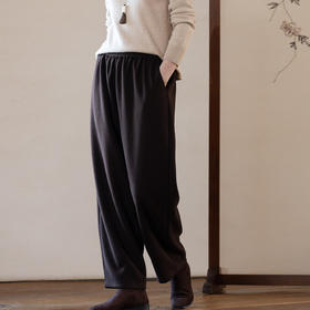 牧衣游原创 净色宽松裤子女软糯亲肤舒适百搭厚实保暖休闲裤 希柠