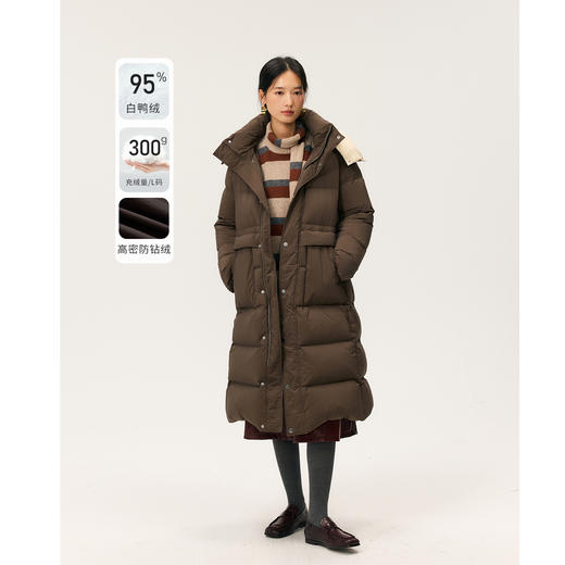 HeyDress立领收腰长款羽绒服 商品图0