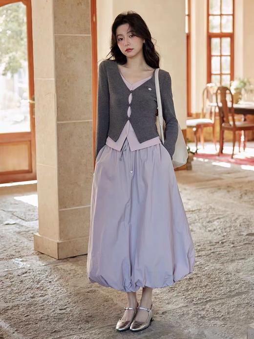 独特别致撞色假两件V领针织上衣 商品图4