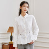 Famecoco范可儿时尚通勤白衬衫设计感收腰显瘦短款上衣DAB6BA007 商品缩略图0