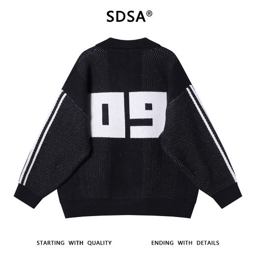 88115SDSA男士秋冬新款痞帅男装美式撞色字母数字翻领毛衣慵懒风百搭 商品图5