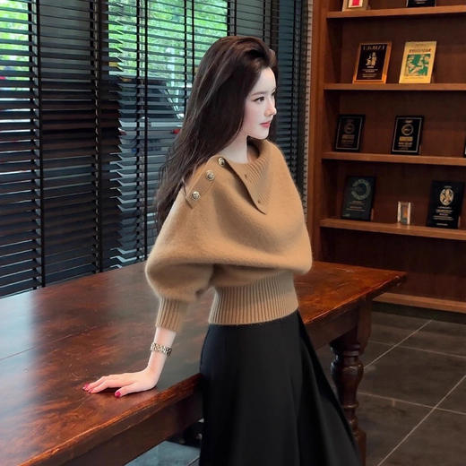 时尚轻熟气质淡人高知穿搭棕色毛衣326D77987045 商品图1