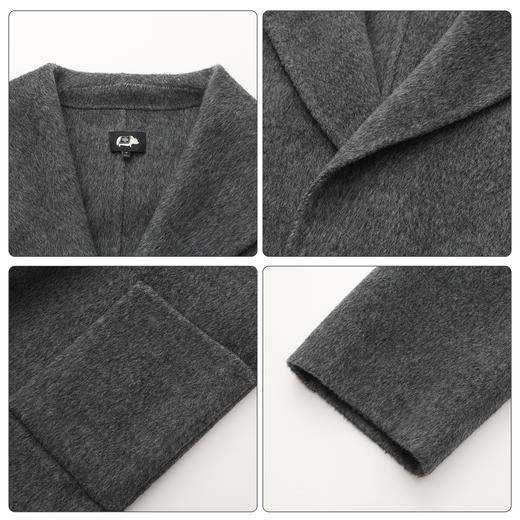 【市野织间】女士大翻领长毛双面呢大衣  绵羊毛与牦牛绒混纺 商品图2